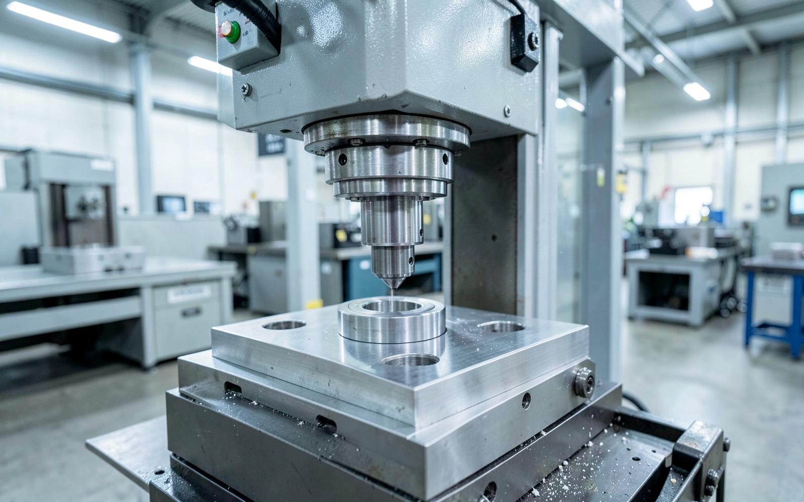 Precision CNC machining centre working on a metal component